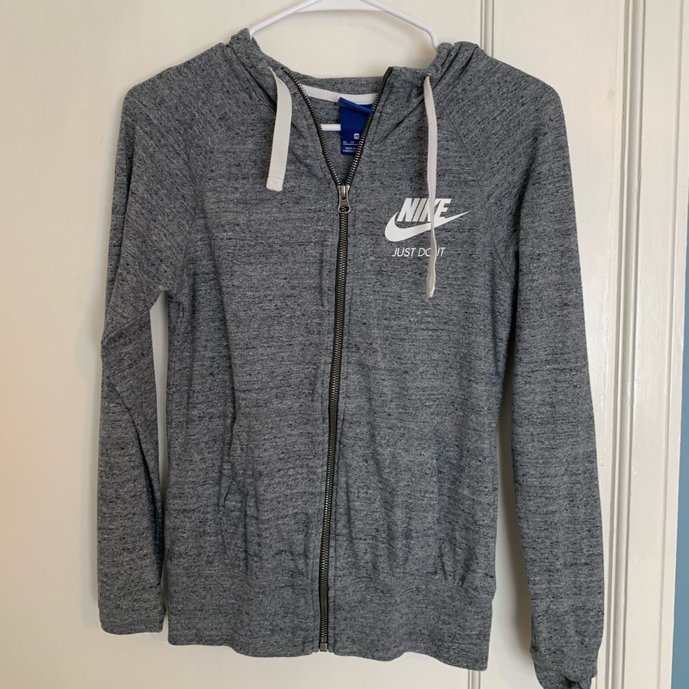 Grey nike zip up hoodie